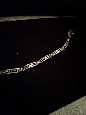 Sterling Silver-Tone Greek Key Bracelet
